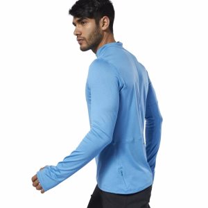 Bluza Męskie Reebok Running Essentials Quarter Zip Niebieskie PL 50JITQC